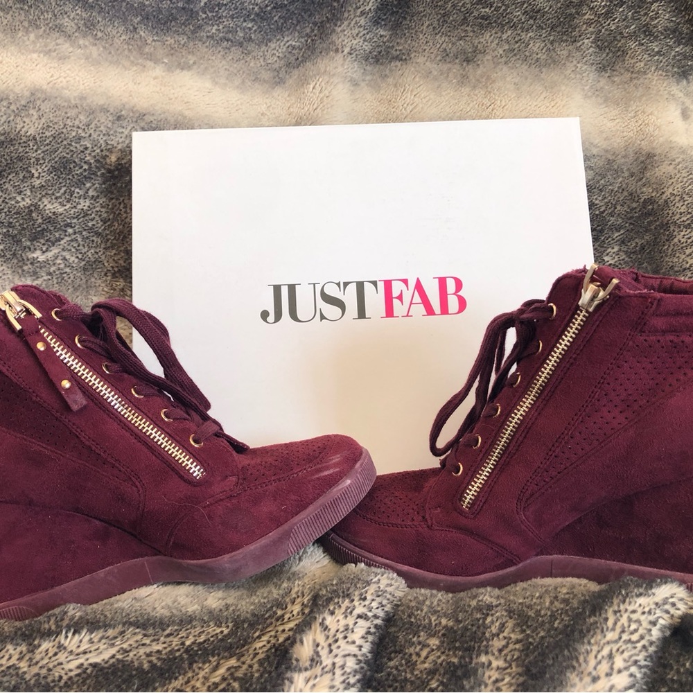 Just Fab burgundy lace up heels